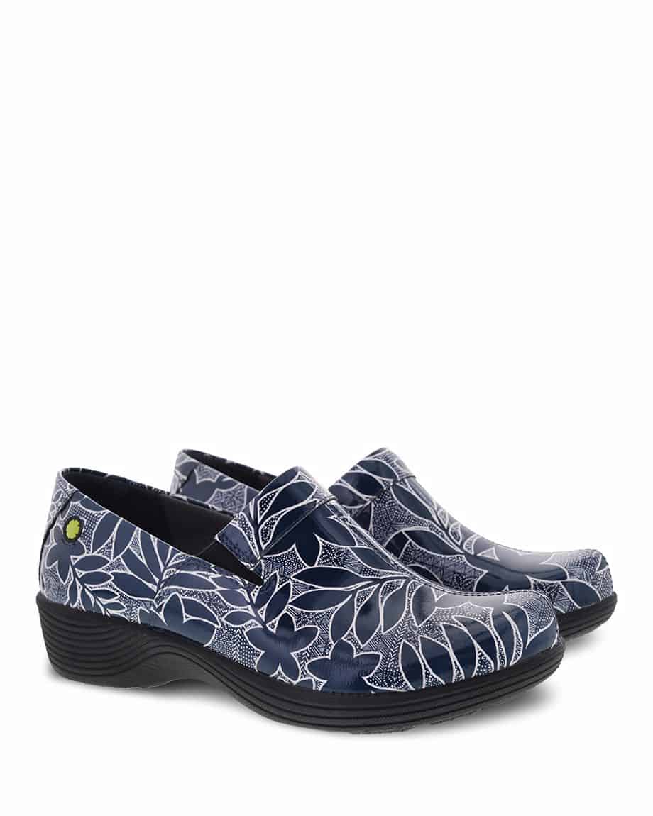 Womens Coral Navy Floral Patent - Image 2
