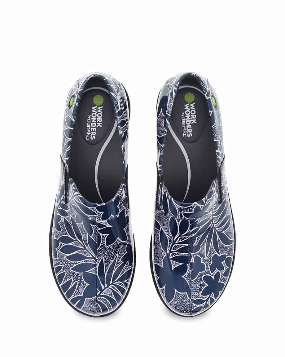 Womens Coral Navy Floral Patent - Image 5