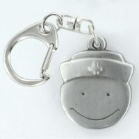 Pewter Keyring Nurse Happy Face