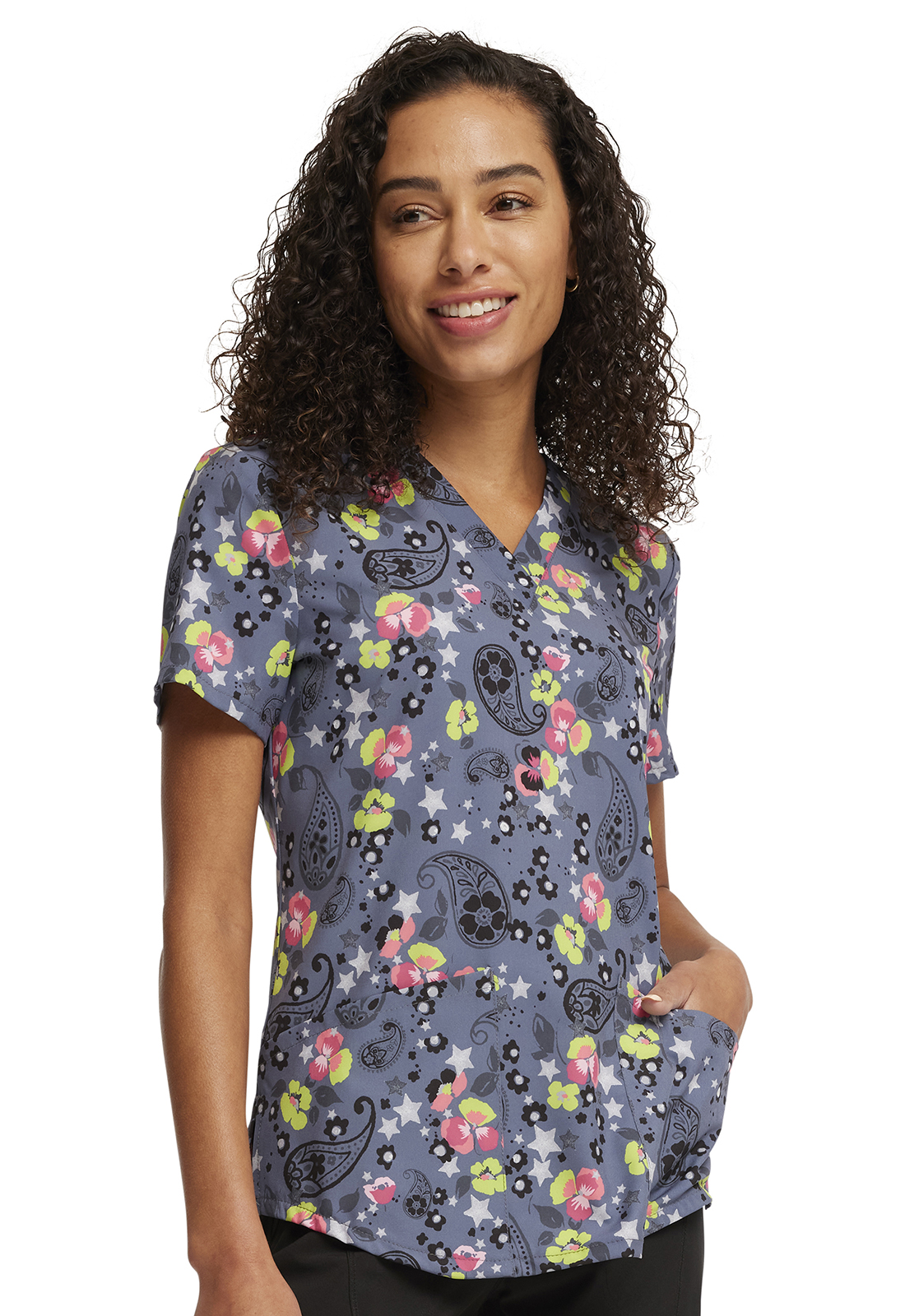Cherokee Genuine V-Neck Print Top - Image 3