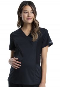 WW Revolution Maternity Mock Wrap Knit Panel Top with Side Gusset Zippers