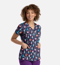 PRINTS Printed Curved V-Neck Top