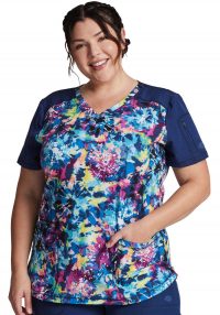 Dynamix V-Neck Top with Contrast Sleeves
