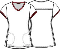 V-Neck Top with Contrast Piping