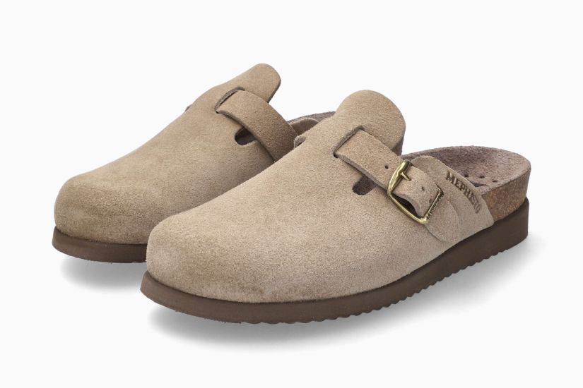 Halina Clog Warm Grey Leather Velvet - Image 2