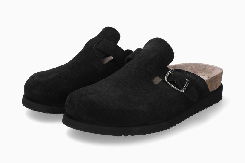 Halina Clog Black Leather Velvet - Image 2