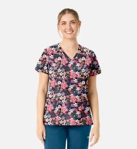 PRINTS Curved V-Neck Print Top